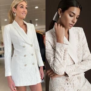 Rebecca Vallance NWT Hariet Blazer Mini Dress Ivory Lace Size US 4 Pearl Buttons